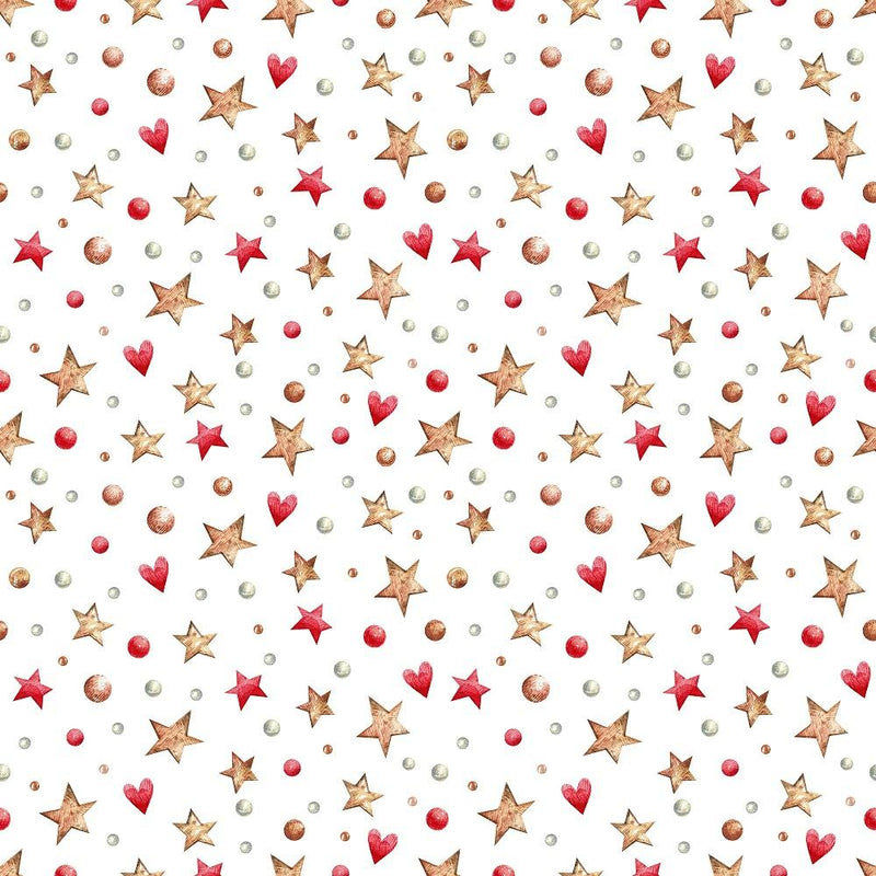 Watercolor Stars & Hearts Fabric - ineedfabric.com
