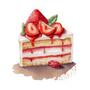 Watercolor Strawberries & Cake Fabric Panel - ineedfabric.com