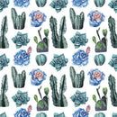 Watercolor Succulents and Cacti Fabric - ineedfabric.com