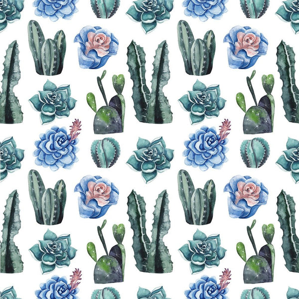 Watercolor Succulents and Cacti Fabric - ineedfabric.com