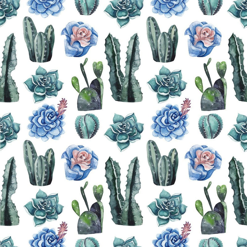 Watercolor Succulents and Cacti Fabric - ineedfabric.com