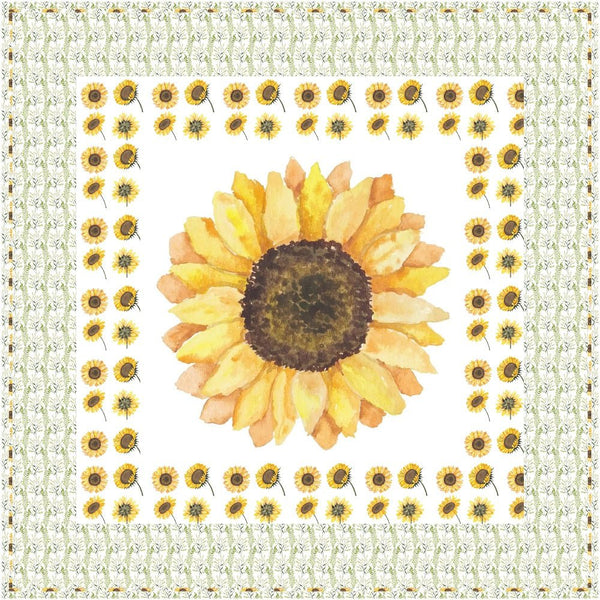Watercolor Sunflower Wall Hanging/Lap Quilt Kit - 42" x 42" - ineedfabric.com