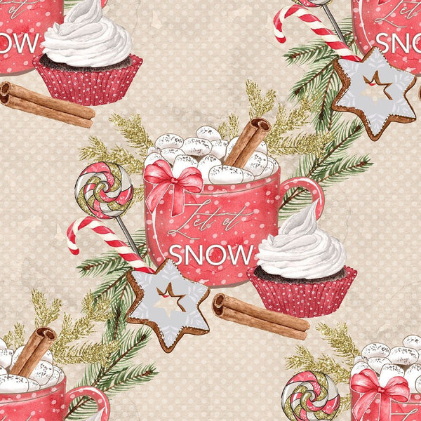 Watercolor Sweet Christmas Pattern 4 Fabric - ineedfabric.com