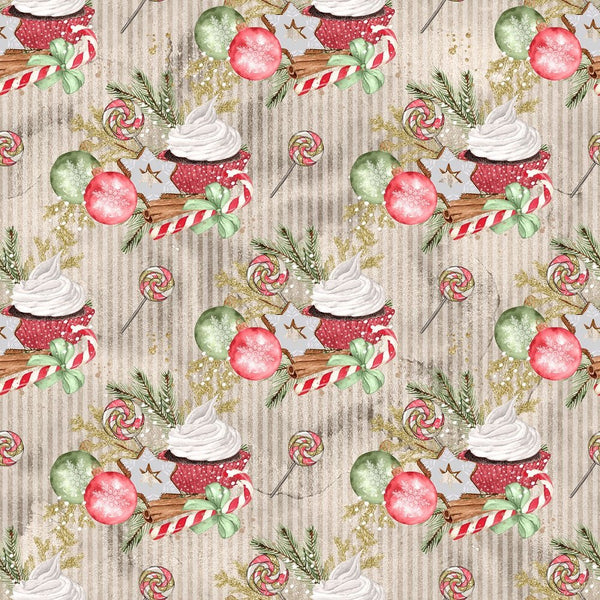 Watercolor Sweet Christmas Pattern 8 Fabric - ineedfabric.com