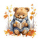 Watercolor Teddy Bears 4 Fabric Panel - ineedfabric.com