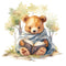 Watercolor Teddy Bears 5 Fabric Panel - ineedfabric.com