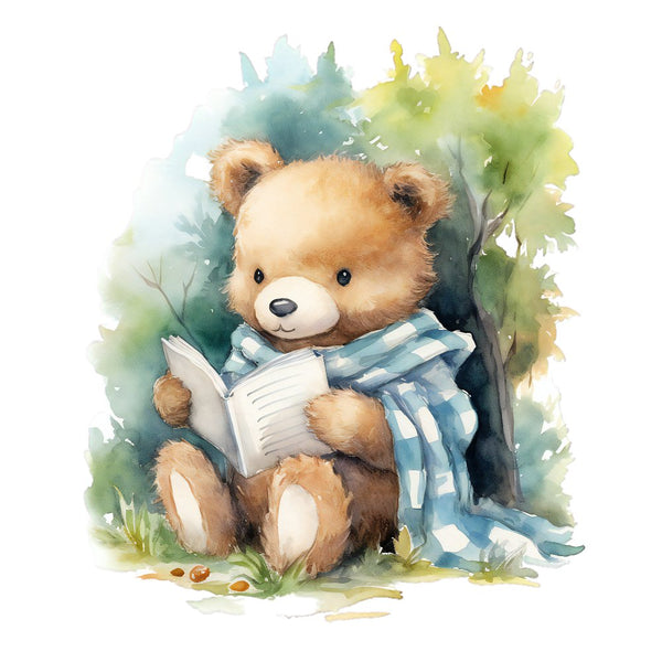 Watercolor Teddy Bears 6 Fabric Panel - ineedfabric.com