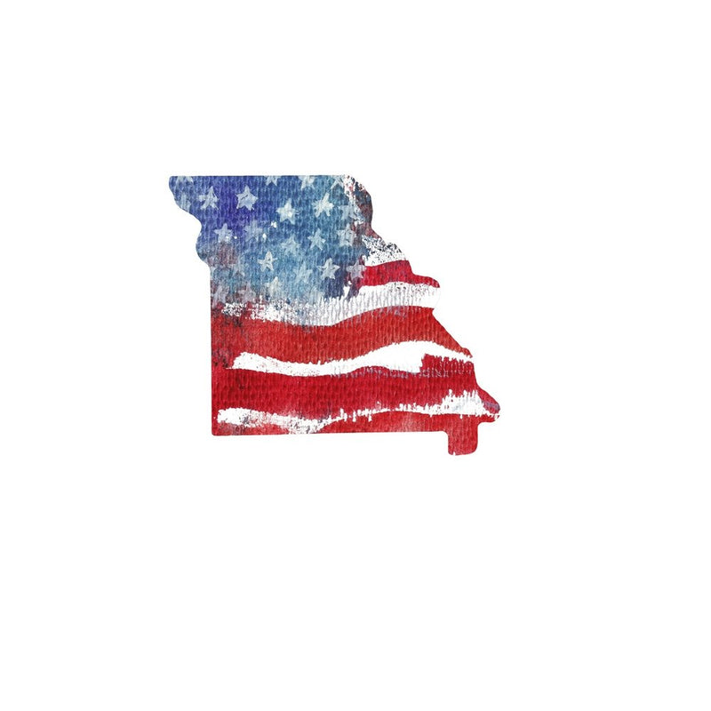 Watercolor Textured Flag Fabric Panel - Missouri - ineedfabric.com