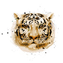 Watercolor Tiger Face Fabric Panel - Tan - ineedfabric.com