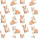 Watercolor Tossed Corgi Dogs Fabric - ineedfabric.com