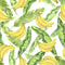 Watercolor Tropical Leaves and Bananas Fabric - ineedfabric.com