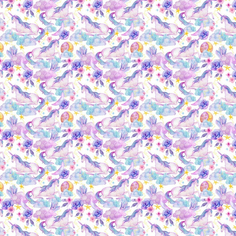 Watercolor Unicorn Fabric - Multi - ineedfabric.com