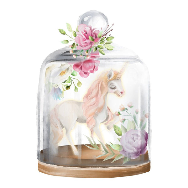 Watercolor Unicorn In Glass Jar Fabric Panel - ineedfabric.com