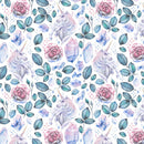 Watercolor Unicorn & Roses Fabric - ineedfabric.com