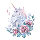 Watercolor Unicorn With Roses Fabric Panel - ineedfabric.com