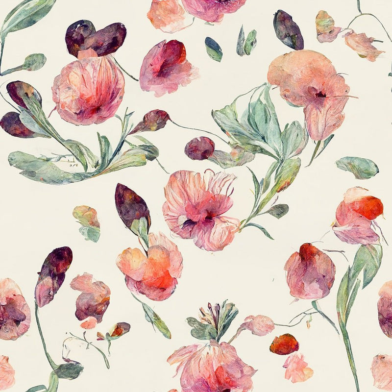 Watercolor Vintage Floral Pattern 12 Fabric - ineedfabric.com