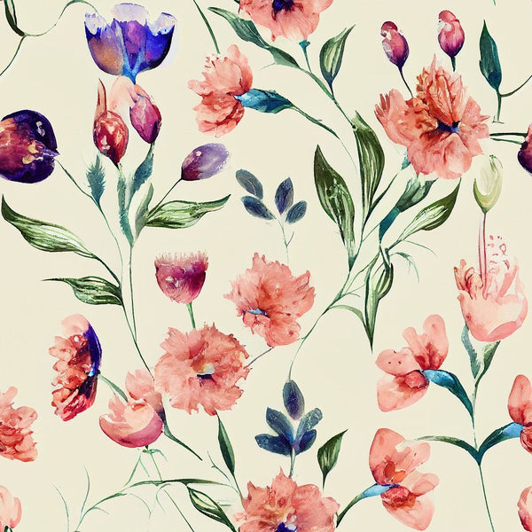 Watercolor Vintage Floral Pattern 5 Fabric - ineedfabric.com