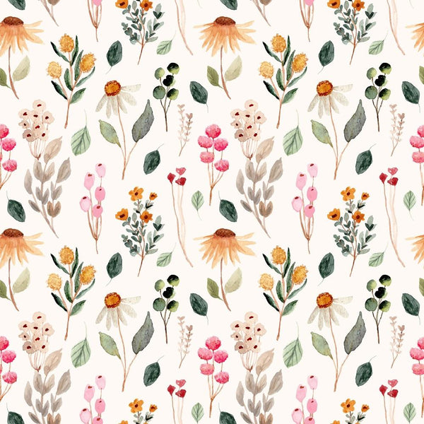 Watercolor Vintage Flower Meadow Fabric - ineedfabric.com