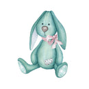 Watercolor Vintage Girl Toy Bunny Fabric Panel - ineedfabric.com