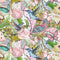 Watercolor Vintage Hummingbirds & Flowers Fabric - ineedfabric.com