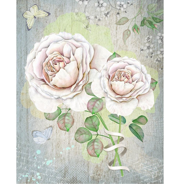 Watercolor Vintage Rose Bouquet Fabric Panel - ineedfabric.com