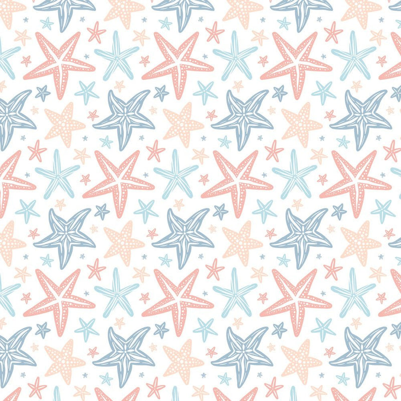 Watercolor Vintage Starfish Fabric - ineedfabric.com