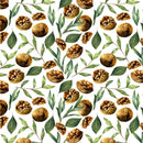 Watercolor Walnuts & Greenery Fabric - ineedfabric.com