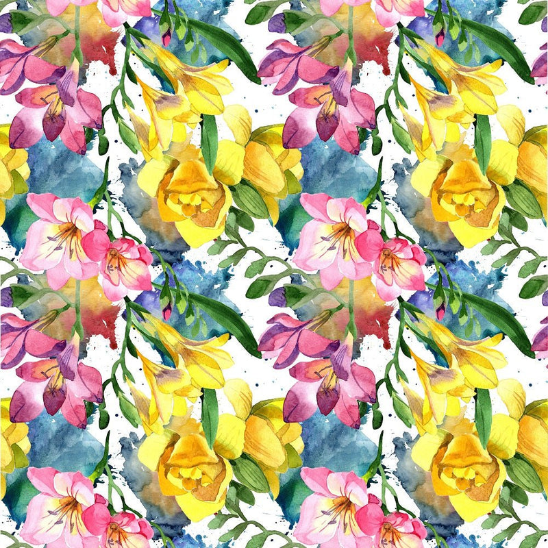 Watercolor Wildflower Freesia Fabric - ineedfabric.com
