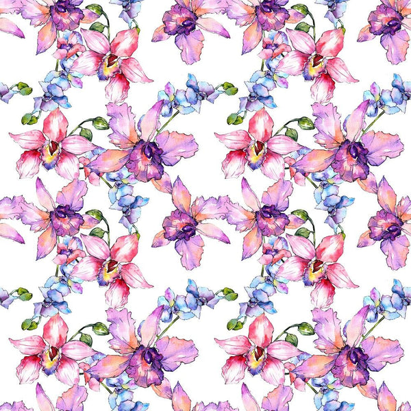Watercolor Wildflower Orchid 3 Fabric - ineedfabric.com