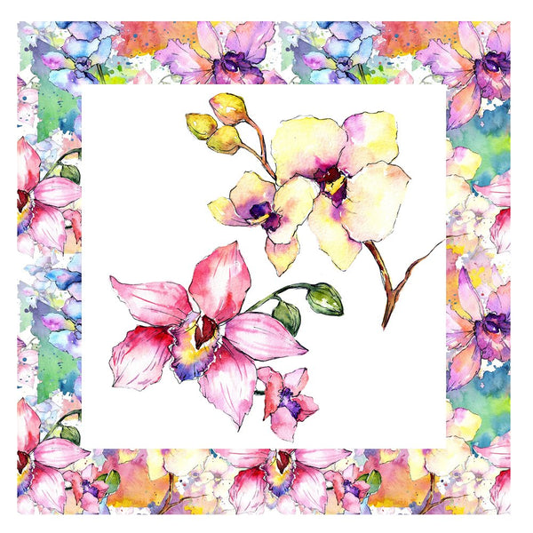 Watercolor Wildflower Twin Orchids Pillow Panels - ineedfabric.com