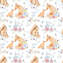 Watercolor Woodland Animals Foxes Fabric - ineedfabric.com