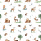 Watercolor Woodland Animals Squirrels Fabric - ineedfabric.com