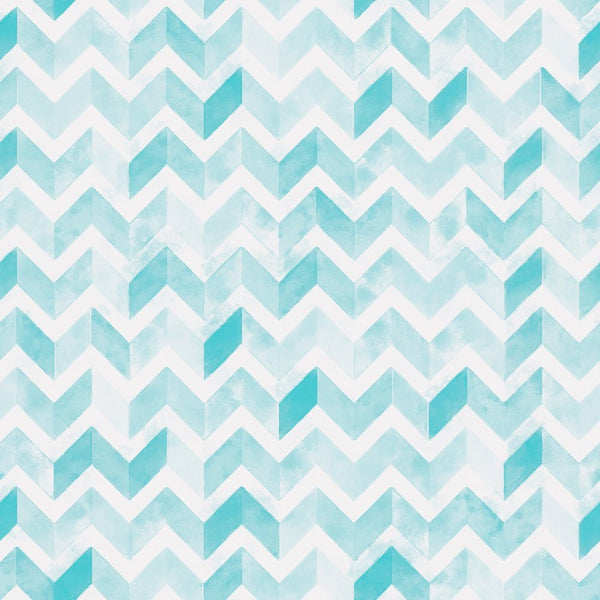 Watercolor Zigzag - Turquoise Blue Fabric - ineedfabric.com
