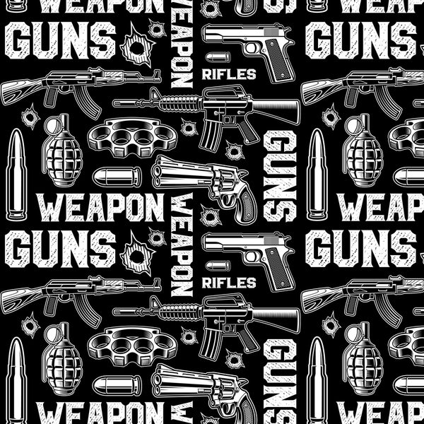 Weapons Poster Fabric Variation 1 - Black - ineedfabric.com