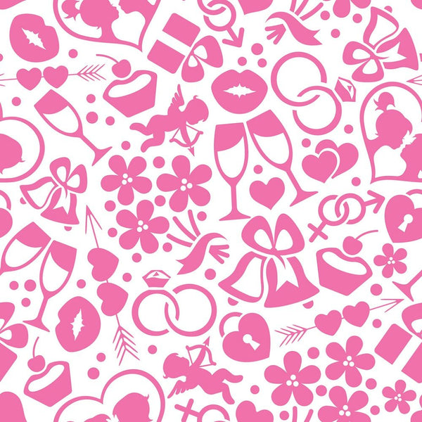 Wedding Love Fabric - Pink - ineedfabric.com