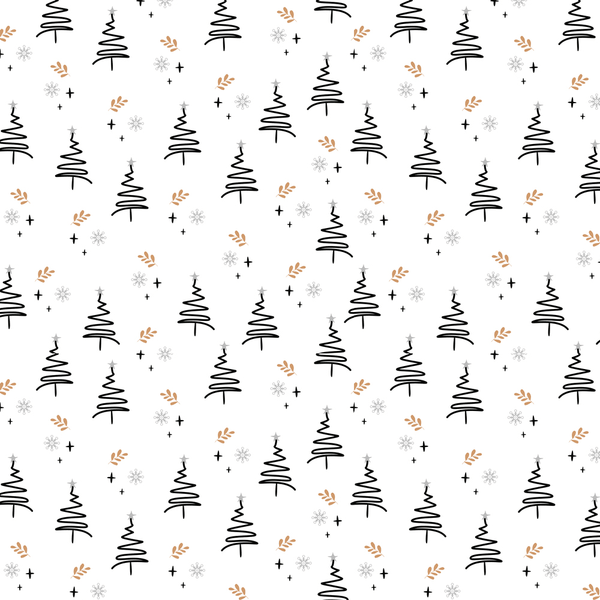 Whimsical Christmas Tree Fabric - Black - ineedfabric.com