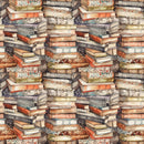 Whimsical Messy Stacked Books 1 Fabric - ineedfabric.com