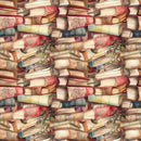 Whimsical Messy Stacked Books 3 Fabric - ineedfabric.com