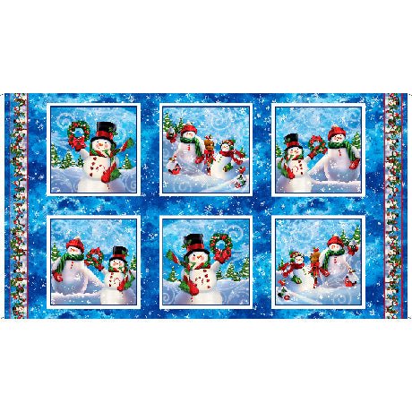 Whirlwind Snowman Picture Patches Fabric - ineedfabric.com