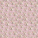White Highland Cows & Pink Flowers Fabric- Pink - ineedfabric.com