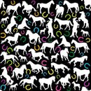 White Horse Silhouettes Fabric - Black - ineedfabric.com