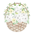 White Hydrangeas Basket Fabric Panel - ineedfabric.com