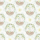 White Hydrangeas Baskets Fabric - White - ineedfabric.com