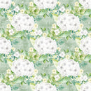 White Hydrangeas Bouquets on Words Fabric - ineedfabric.com
