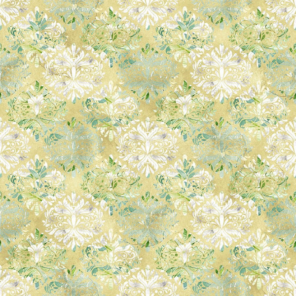 White Hydrangeas Vintage Fabric - ineedfabric.com