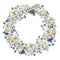 White Peonies & Berries Wreath Fabric Panel - ineedfabric.com