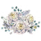 White Peonies & Lilac Bouquet Fabric Panel - ineedfabric.com