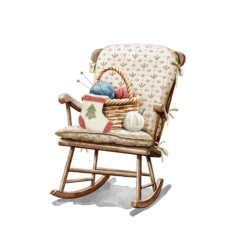 Wicker Basket In Rocking Chair Fabric Panel - ineedfabric.com