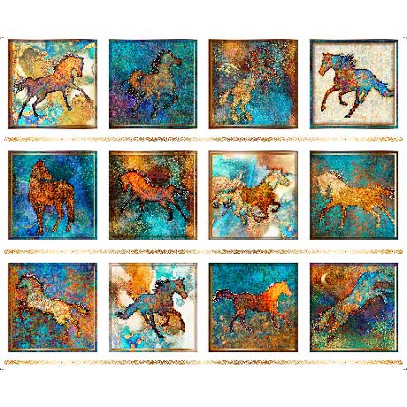 Wild At Heart Horse Picture Patches Fabric Panel - 36" - ineedfabric.com