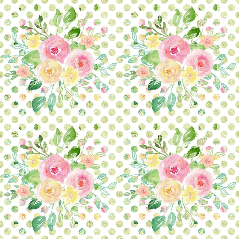 Wild Flower Bouquet on Bold Polka Dot Fabric - ineedfabric.com